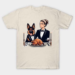 Lady And German Shepherd Thanksgiving T-Shirt